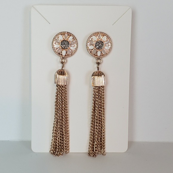 Jewelry - Rose Gold Tone Tassel Chain Earrings